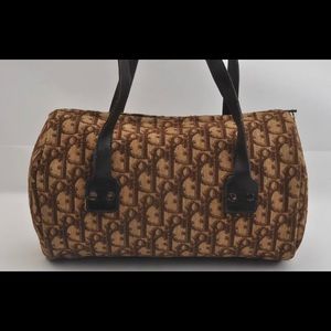 Authentic Christian Dior Trotter Hand Bag Canvas Leather Brown B7734